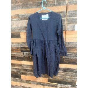 NotPerfectLinen boho lagenlook Emilie midi dress charcoal blue size XS